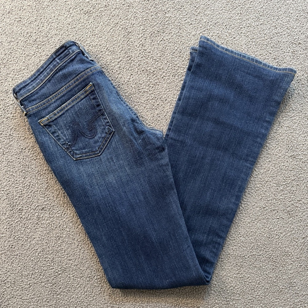 AG Adriano Goldschmied Angel Bootcut Jeans Dark Wash Denim USA Made Womens 25